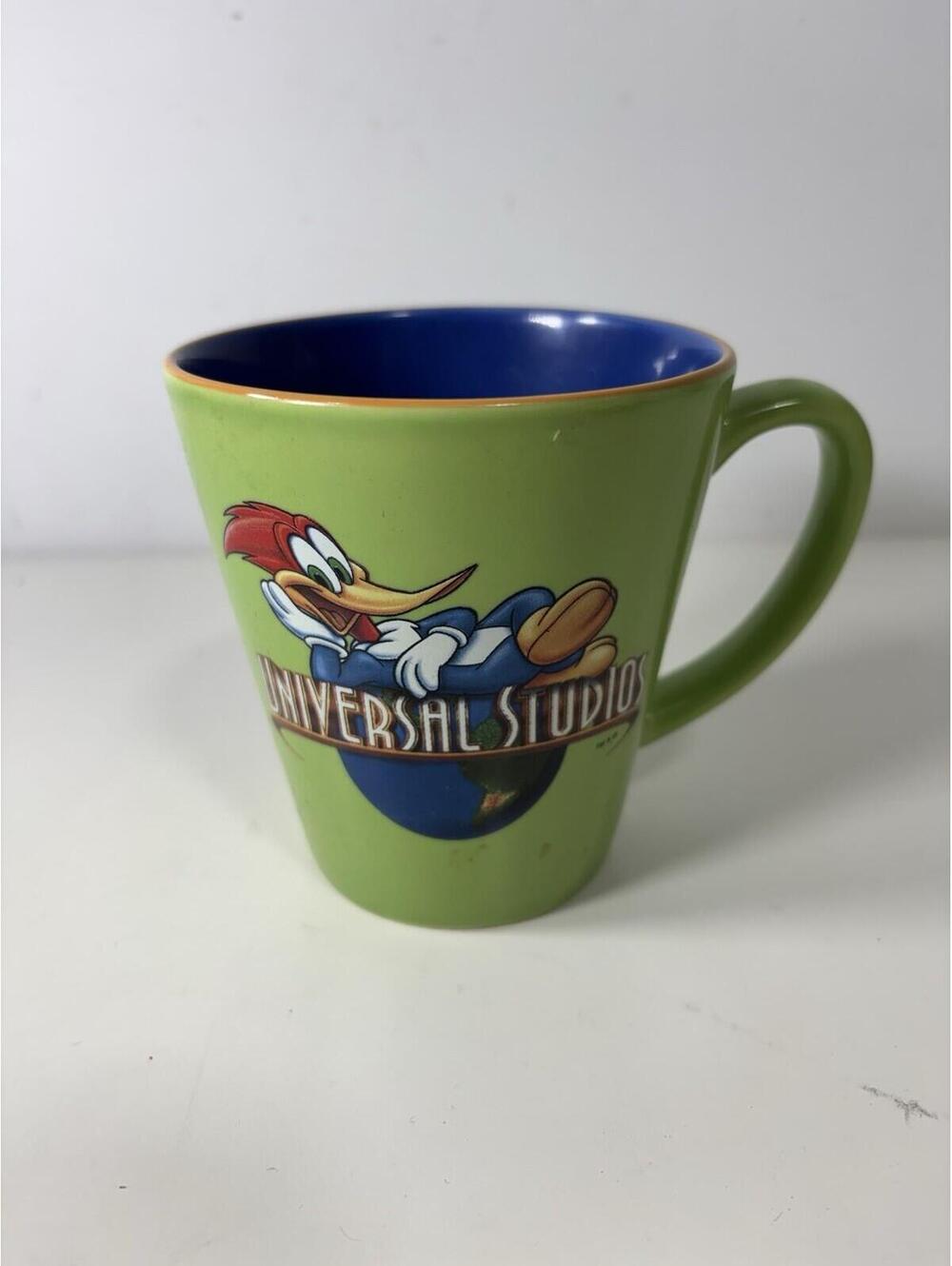 Universal Studios Woody Woodpecker Walter Lantz Blue Mug With Blue Interior~EUC